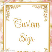 Elegante boho stoffige roze bloemen goud custom si poster