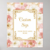 Elegante boho stoffige roze bloemen goud custom si poster (Voorkant)