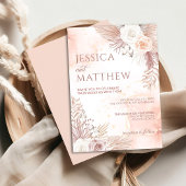 Elegante Boho Style Pink Rose Bloemen Uitnodiging