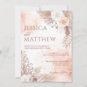 Elegante Boho Style Pink Rose Bloemen Uitnodiging (Voorkant)