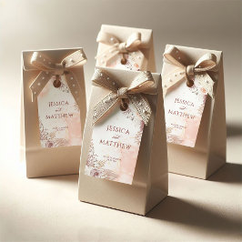 Elegante Boho Style Pink Rose Bloemen Welkom Cadeaulabel