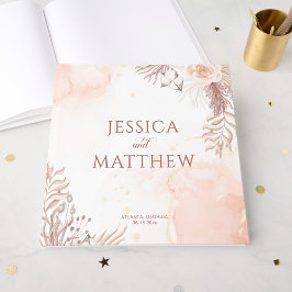 Elegante Boho Style Pink Rose Bloemen Welkom Gastenboek