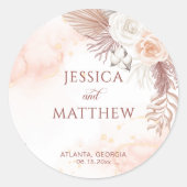 Elegante Boho Style Pink Rose Bloemen Welkom Ronde Sticker (Voorkant)