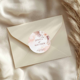 Elegante Boho Style Pink Rose Bloemen Welkom Ronde Sticker