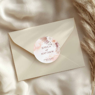 Elegante Boho Style Pink Rose Bloemen Welkom Ronde Sticker