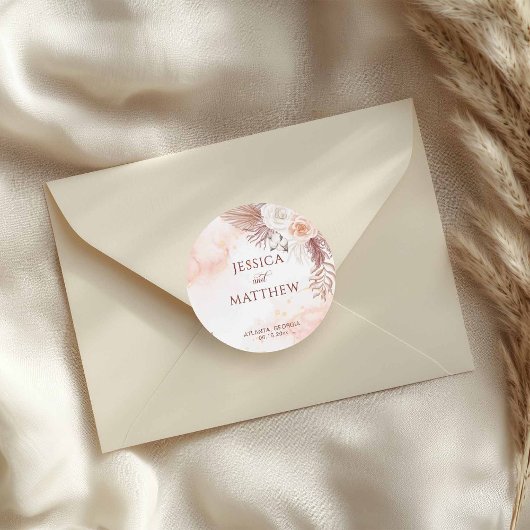 Elegante Boho Style Pink Rose Bloemen Welkom Ronde Sticker