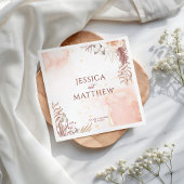 Elegante Boho Style Pink Rose Bloemen Welkom Servet