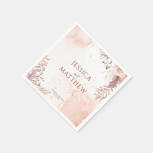 Elegante Boho Style Pink Rose Bloemen Welkom Servet (Hoek)