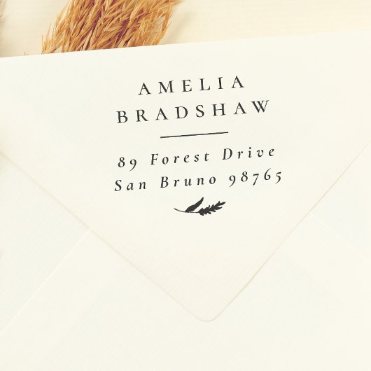 Elegante Boho Tak Blad Terug Adres Rubberstempel