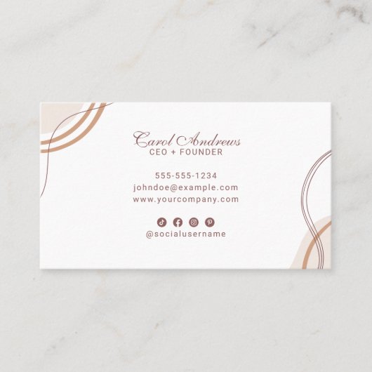 Elegante Boho Terracotta Abstracte aardse Wavy lij Visitekaartje (Voorkant)