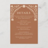 Elegante Boho Terracotta Bloemen Bruiloft Informatiekaartje (Voorkant)