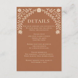Elegante Boho Terracotta Bloemen Bruiloft Informatiekaartje