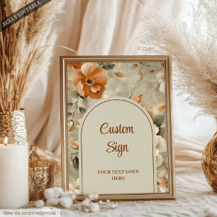 Elegante Boho Terracotta Ivoor Salie Bloemstuk Cus Poster