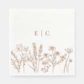 Elegante Boho Terracotta Wildflower Initiaal bruil Servet (Voorkant)