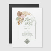 Elegante Boho Tropisch Gedroogde Bloemen Arch QR C Magnetische Uitnodiging (Voorkant / Achterkant)