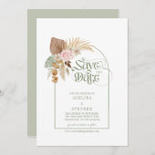 Elegante Boho Tropisch Gedroogde Bloemen Arch QR C Save The Date (Voorkant / Achterkant)