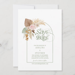 Elegante Boho Tropisch Gedroogde Bloemen Arch QR C Save The Date