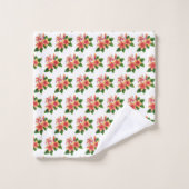 Elegante Boho Tropische Roze Bloemen op Wit Bad Handdoek (Wasdoekje)