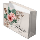 Elegante Boho Tropische Waterverf Bloemenbruid Groot Cadeauzakje (Voorkant Gekanteld)