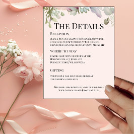 Elegante BOHO Trouw Uitnodiging Details Kaart