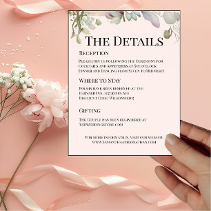 Elegante BOHO Trouw Uitnodiging Details Kaart