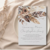 Elegante Boho Veer Bloemen Waterverf Bruiloft Kaart