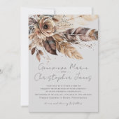 Elegante Boho Veer Bloemen Waterverf Bruiloft Kaart (Voorkant)