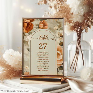 Elegante Boho Verbrand Oranje Ivoor Salie Tafelnum Kaart