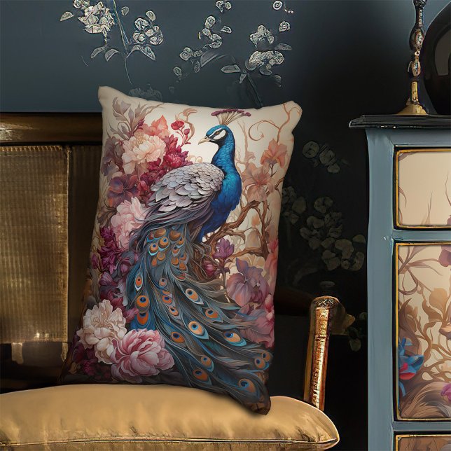 Elegante  Boho Victoriaans Decoupage Peacock Accent Kussen (Creator heeft geüpload)