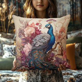 Elegante  Boho Victoriaans Decoupage Peacock Kussen
