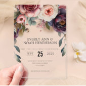 Elegante Boho Victoriaans Rose Bouquet bruiloft Acryl Uitnodigingen
