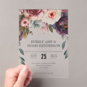 Elegante Boho Victoriaans Rose Bouquet bruiloft Acryl Uitnodigingen (Insitu (Draagbaar))