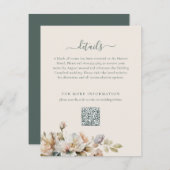 Elegante Boho Vintage Bloem QR Code Bruiloft Informatiekaartje (Voorkant / Achterkant)