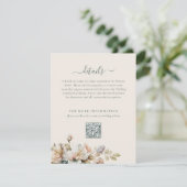 Elegante Boho Vintage Bloem QR Code Bruiloft Informatiekaartje (Staand voorkant)