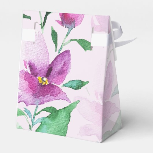 Elegante Boho Violet Bloemen Waterverf Kunst Bedankdoosjes (Achterkant)