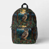 Elegante boho vlek glas uil bos bedrukte rugzak (Voorkant)