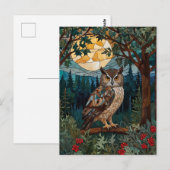 Elegante boho vlek glas uil bos briefkaart (Voorkant / Achterkant)