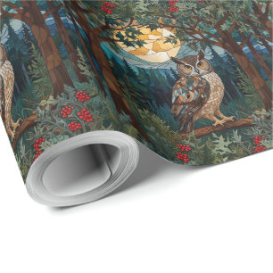 Elegante boho vlek glas uil bos cadeaupapier