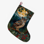 Elegante boho vlek glas uil bos grote kerstsok (Voorkant (Hangend))