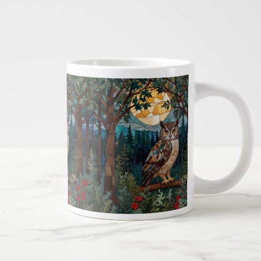 Elegante boho vlek glas uil bos grote koffiekop (Rechts)