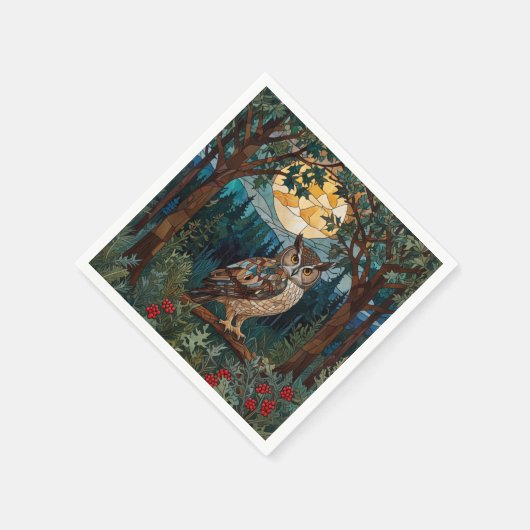 Elegante boho vlek glas uil bos servet (Hoek)