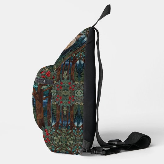 Elegante boho vlek glas uil bos sling bag (Rechts)