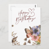 Elegante Boho Vlinder Bloem Verjaardag  Briefkaart (Voorkant / Achterkant)