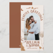 Elegante Boho Vrolijk Kerstfeest Nieuw Weds 1 Foto Feestdagenkaart (Voorkant / Achterkant)