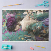 Elegante Boho, Vrouw Rug & Bloemenportret Kunst Tissuepapier (Craft)