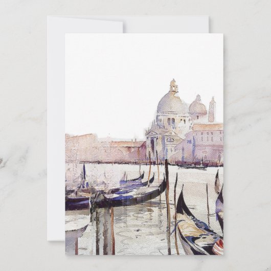 Elegante Boho Watercolor Venetië Script Bruiloft Kaart (Achterkant)