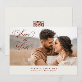 Elegante Boho Watercolor Wildebloem Bruiloft QR Co Save The Date