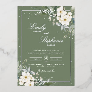Elegante Boho Waterverf Bloem Motief Zwart Goud Tr Folie Uitnodiging