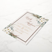 Elegante Boho Waterverf Bloem Zwarte Gouden Bruilo Folie Uitnodiging (Gedraaid)