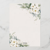 Elegante Boho Waterverf Bloem Zwarte Gouden Bruilo Folie Uitnodiging (Achterkant)